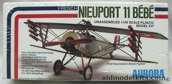 Aurora 1/48 Nieuport 11 Bebe Revised Molds - Lafayette Escadrille or French Ace Jean Navarre, 754 plastic model kit